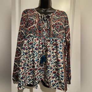 NWT Chaudry Floral Bohemian Babydoll Top Sz MED